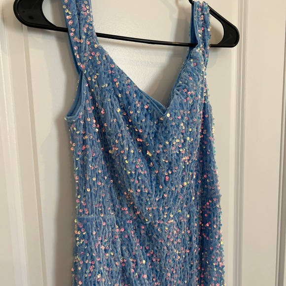 FAERIESTY Blue Sequin Prom Dress - Picture 3 of 16